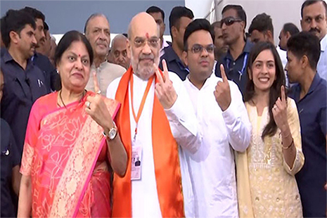 Amith Shah and family casted their votes